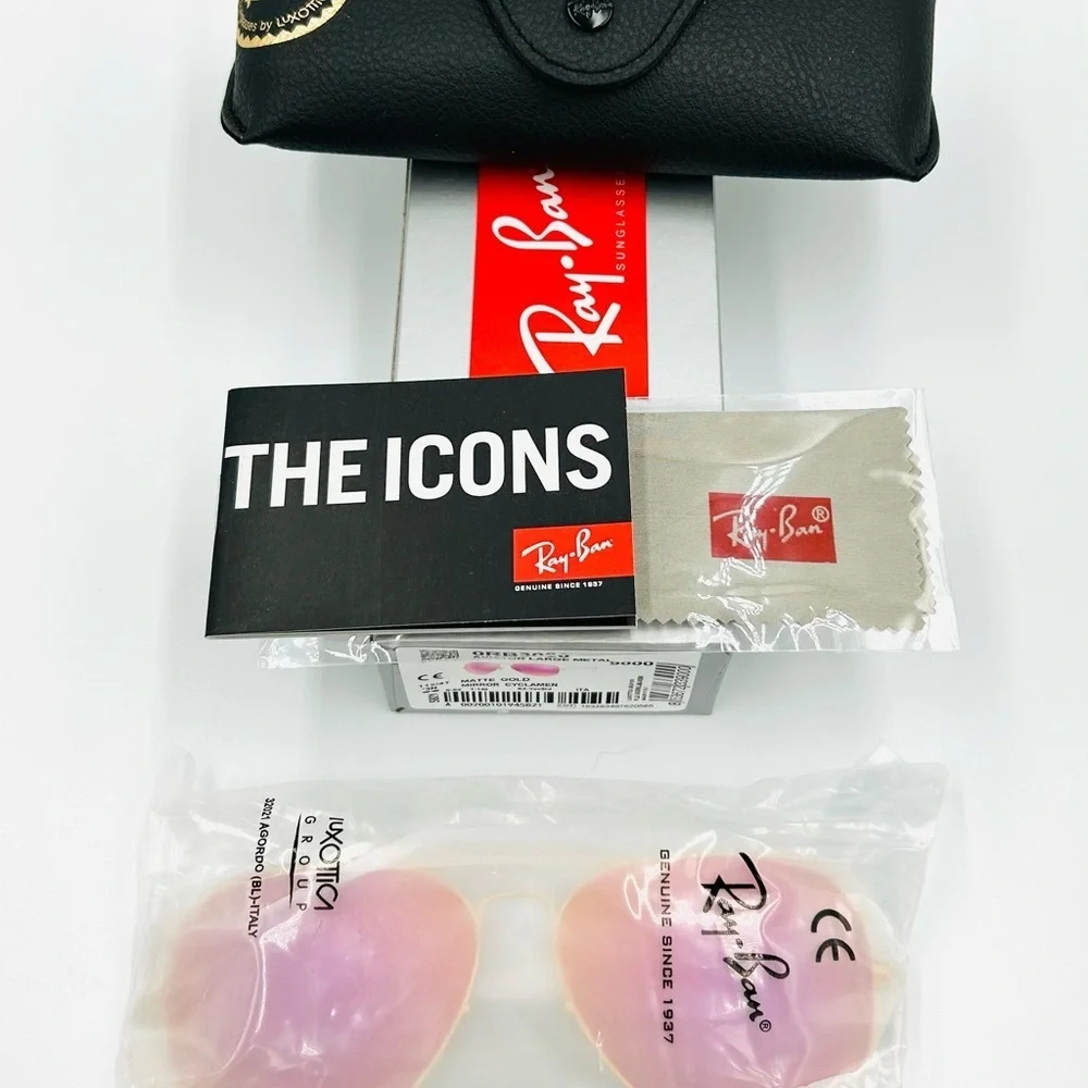 Ray-Ban Aviator Sunglasses RB3026 62-14mm Gold frame/Cyclamen Pink Flash 201 - Picture 3 of 10